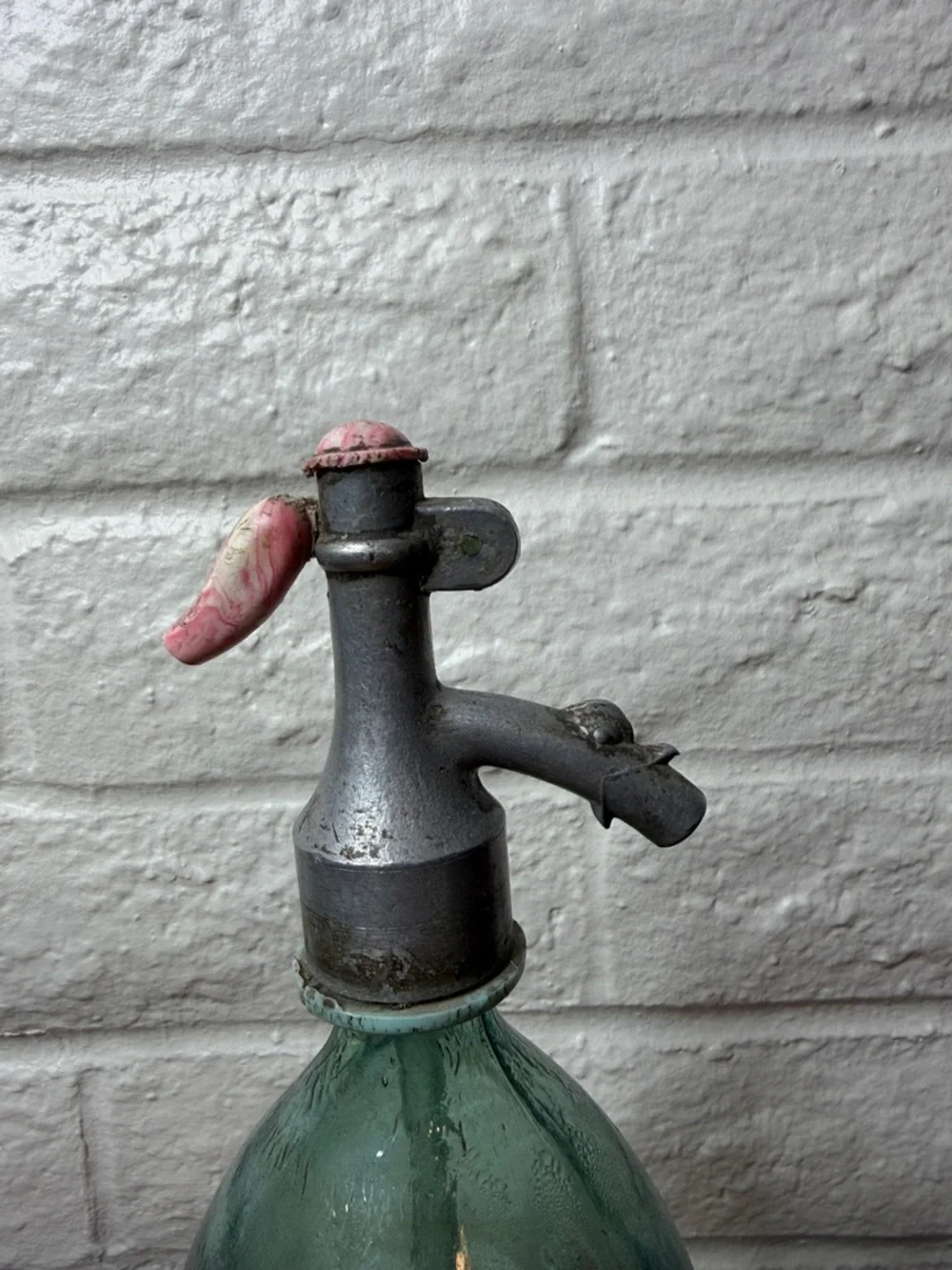 Vintage Glass Seltzer Bottle Farmhouse Decor Green